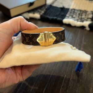 {Authentic LV Leather Bracelet}